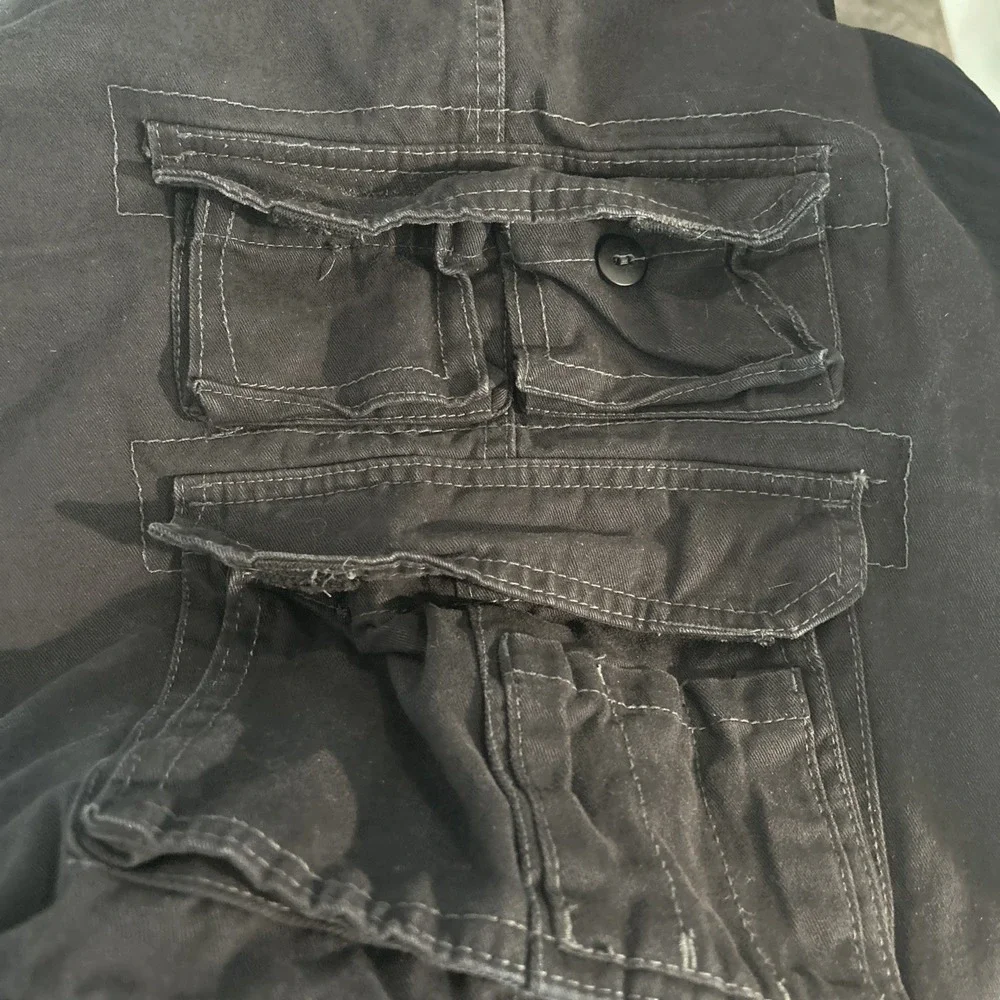 Iron Co Shorts Mens 36 Black Skater Baggy Cargo Pockets Utility Vintage Y2K Long
